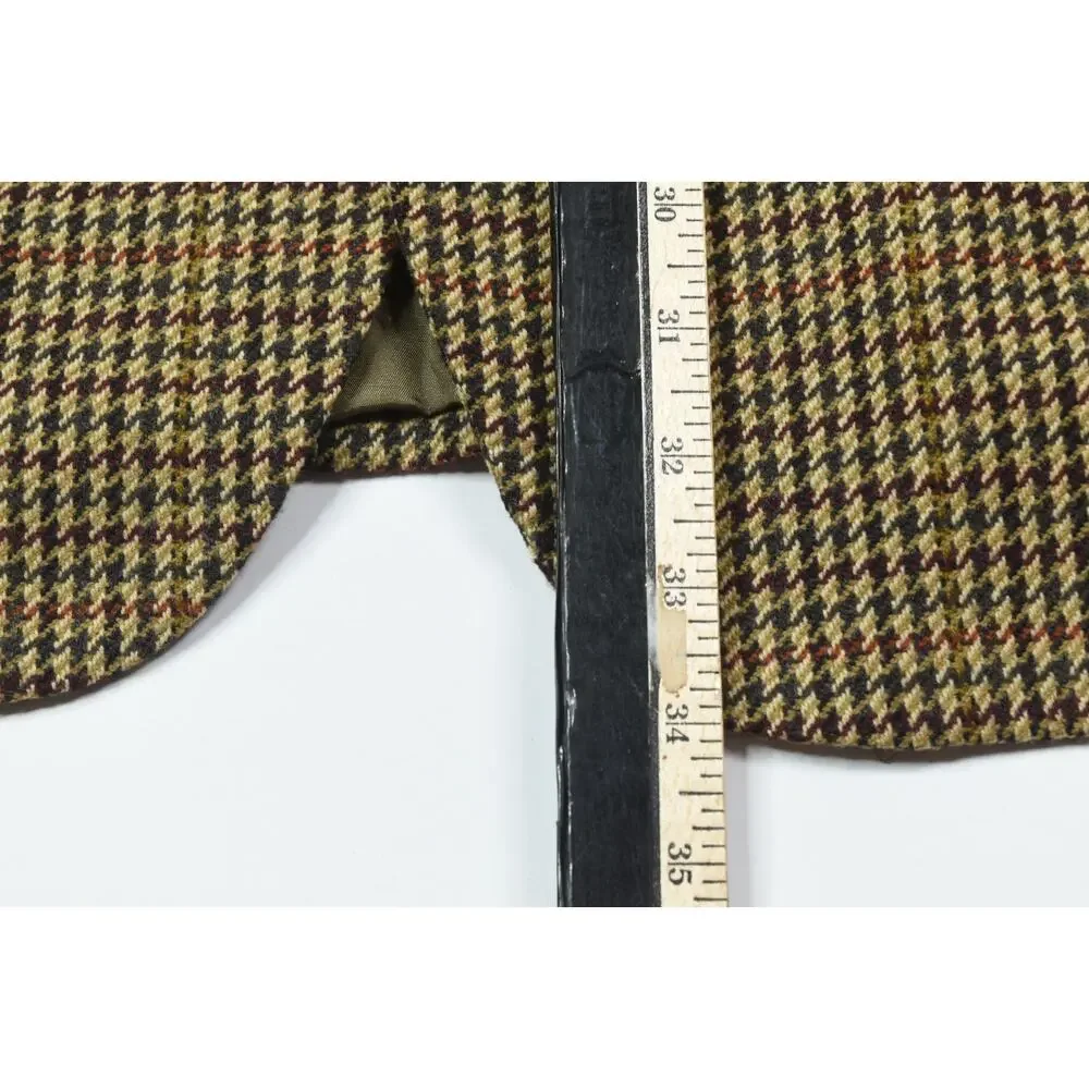 Faconnable Sportcoat Blazer Mens Large Long Brown Check Wool Cashmere 3-Button